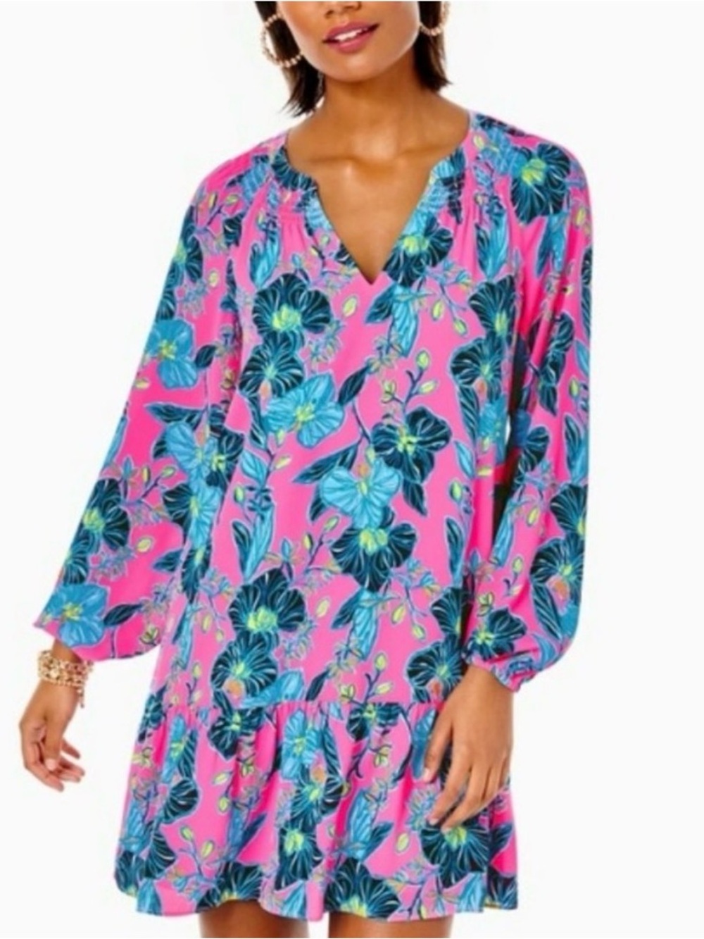 Lilly Pulitzer Lucee Dress Pink Isle Blooming For You Medium MSRP$198.